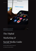 Digital Marketing & Social Media Guide with smartphone displaying apps like Instagram and LinkedIn