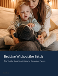 Mother and toddler with stuffed animal, bedtime routine guide for exhausted parents