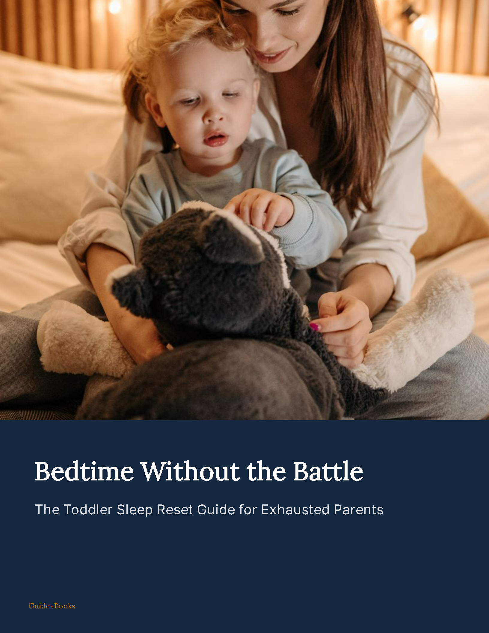 Mother and toddler with stuffed animal, bedtime routine guide for exhausted parents